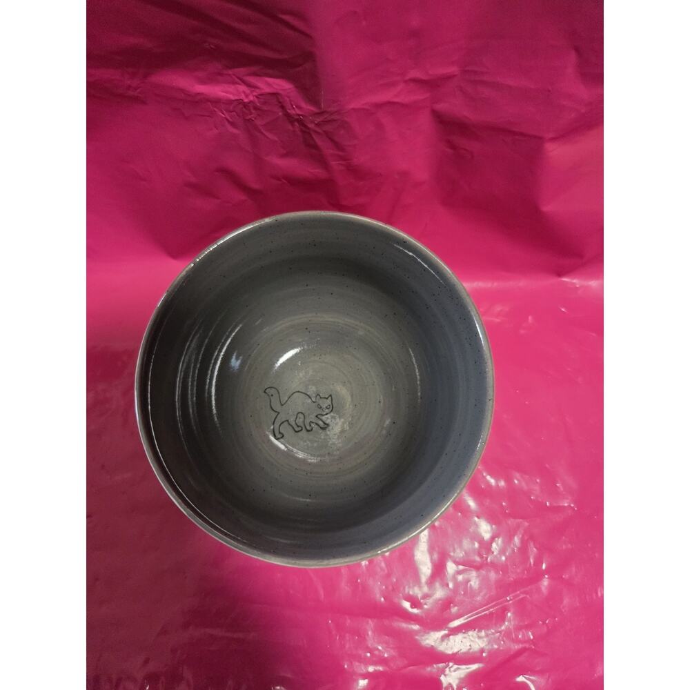 Meritage Cat Pattern rice/Ramen Ceramic Bowl Gray White Black 5" - Picture 2 of 5